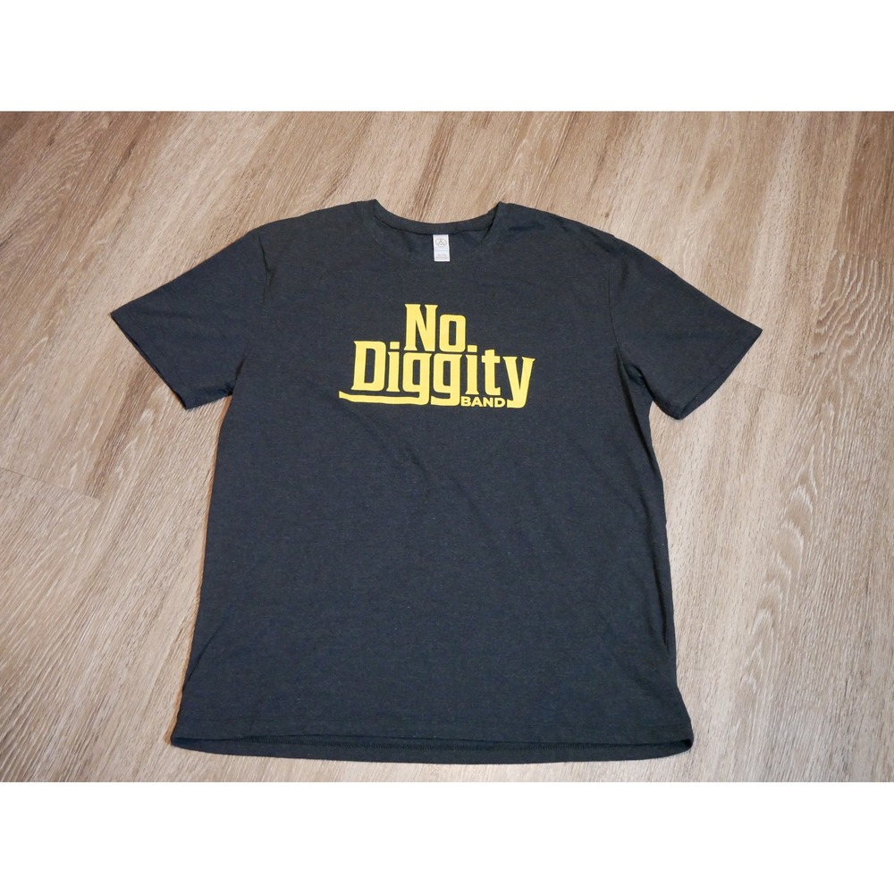 No Diggity Band Graphic Tee Shirt Charcoal Gray Yellow Logo Mens Large L